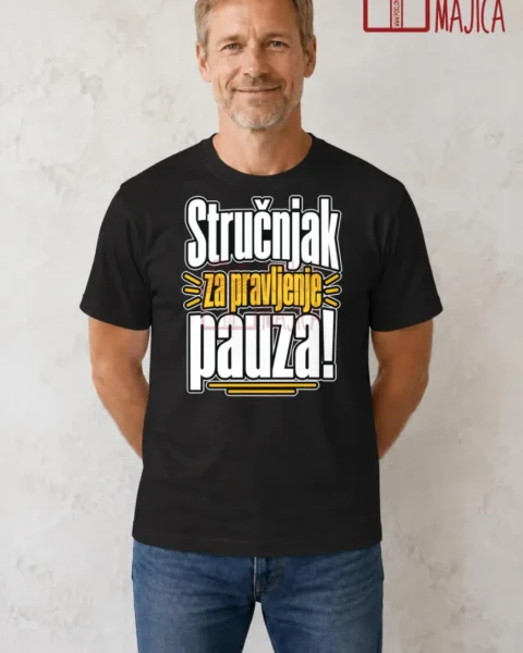 Majica — Stručnjak za pravljenje pauza! – Kolega koleginica, boja crna