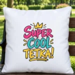 Jastuk — Super cool tetka! – Jastuk sa slikom, boja Beli jastuk