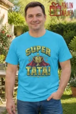 Majica — Super tata! – Tata mama, boja tirkizno plava
