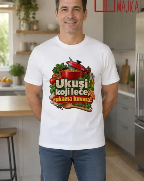 Majica — Ukusi koji leče, rukama kuvara!, boja bela