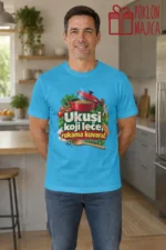 Majica — Ukusi koji leče, rukama kuvara!, boja tirkizno plava